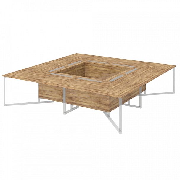 Стол для переговоров на 16 человек квадратный "Компьютерные столы"  ПК-ФРМ-СТГ320Х320-В2-1077таксония медовая - Вид 1