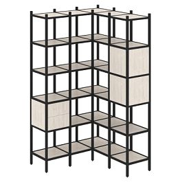 Loft Угловой внутренний стеллаж наборный VR.L-34 Денвер светлый/Чёрный металл 1278*1278*2280 - Фото предпросмотра