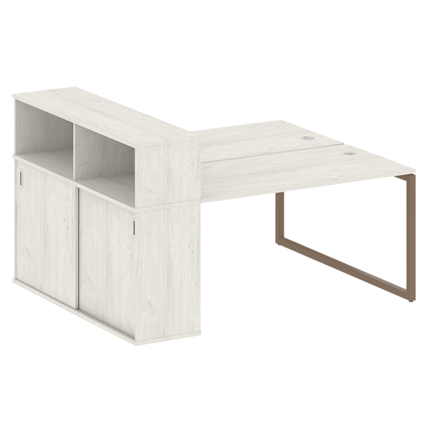 Metal System Quattro Р. ст. с шкафом-купе на О-образном м/к 40БО.РС-СШК-2.3 Т Дуб наварра/Мокко металл 1810*1475*1098 - Вид 1