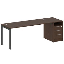 Metal System Quattro Р. ст. с тумбой на П-образном м/к 50БП.РС-СТП-1.5 Венге/Антрацит металл 2212*720*750 - Фото предпросмотра