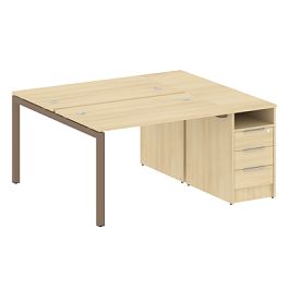 Metal System Quattro Р. ст. с тумбой на П-образном м/к 50БП.РС-СТП-2.2 Акация/Мокко металл 1612*1475*750 - Фото предпросмотра