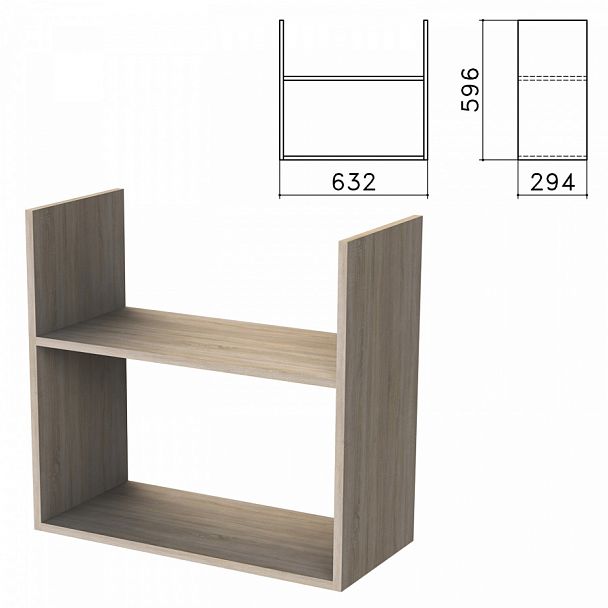 Полка навесная настенная "Бюджет", 632х294х596 мм, дуб сонома, 402668-091 - Вид 1