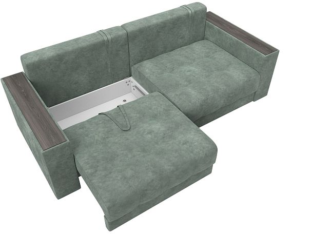 Диван прямой с декором Лига-049 НПБ Велюр зеленый - Вид 7