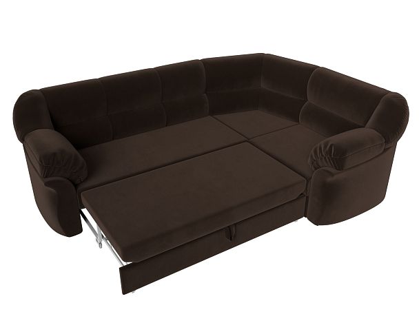 Диван угловой Карнелла правый (полностью микровельвет коричневый) - Вид 7