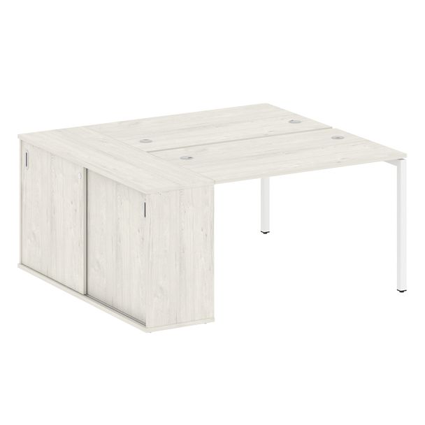 Metal System Quattro Р. ст. с шкафом-купе на П-образном м/к 40БП.РС-СШК-1.2 Т Дуб наварра/Белый металл 1610*1475*750 - Вид 1