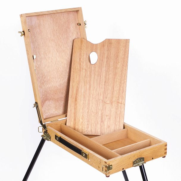 Этюдник BRAUBERG ART CLASSIC, бук, 40х25х7,5см, высота холста 70см, ножки метал 90см, ремень,190655 - Вид 9