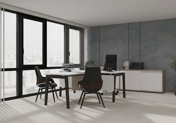 Оникс Вуд Брифинг-приставка OW.BR-9 Тиквуд Светлый/Дуб Светлый/Металл Белый 980*720*750 - Вид 3