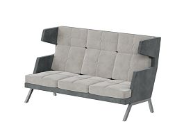 Aldo Диван трёхместный высокий с декором из пуговиц ALDB-03 Storm 022/Storm 017/Металл Серый 2010*96 - Фото предпросмотра