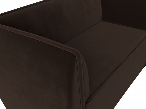Прямой диван Бергамо 2-х местный (полностью микровельвет коричневый) - Вид 4