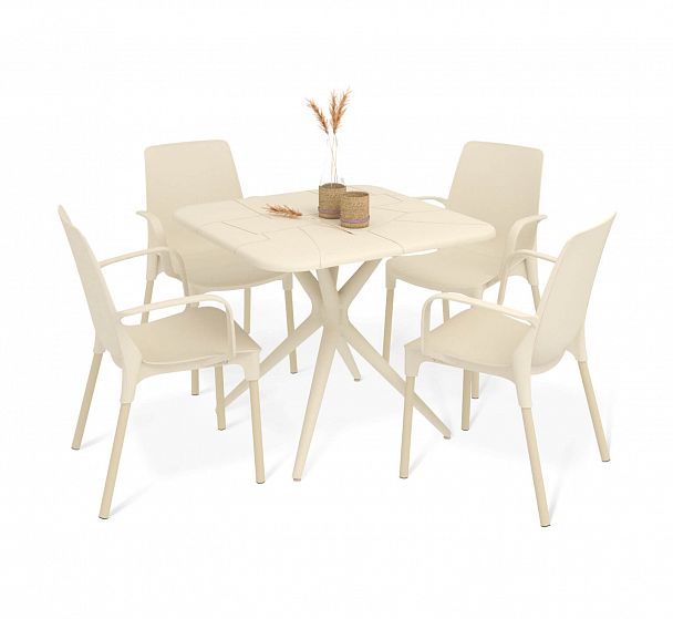 Обеденная группа Sheffilton SHT-DS202 бежевый/ваниль - Вид 2