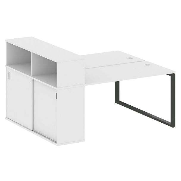 Metal System Р. ст. с шкафом-купе на О-образном м/к БО.РС-СШК-2.3 Т Белый/Антрацит металл 1810*1475*1098 - Вид 1