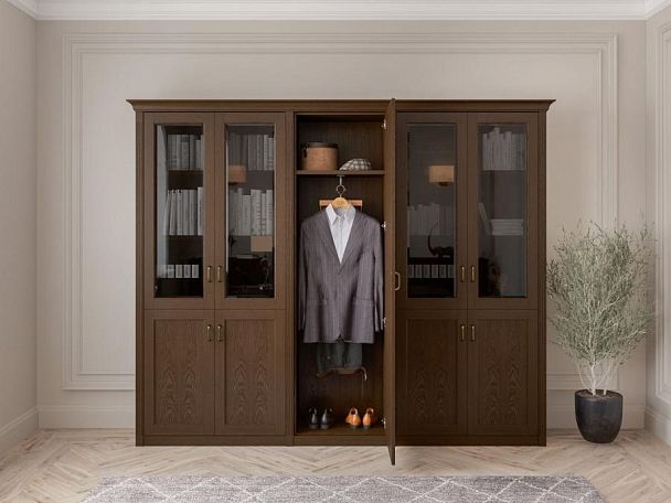 Шкаф комбинированный высокий (для одежды широкий + для документов с закрытыми дверями) Perseo ПС 371 ДМ дуб мелвилл - Вид 8