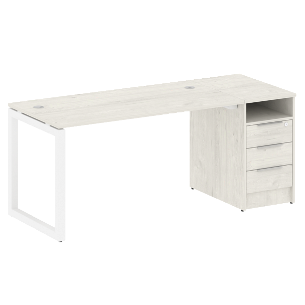 Metal System Quattro Р. ст. с тумбой на О-образном м/к 50БО.РС-СТП-1.3 Дуб наварра/Белый металл 1812*720*750 - Вид 1