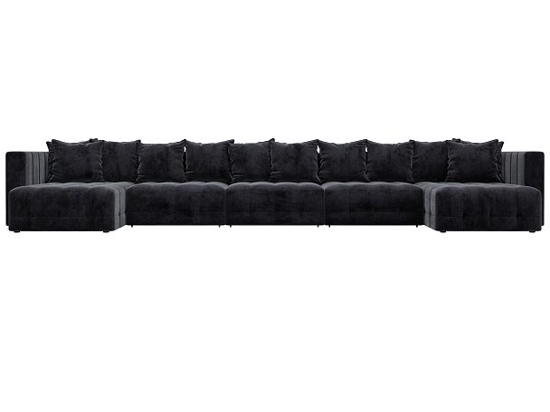Диван П-образный Лига-052 НПБ МегаЛонг Велюр серый - Вид 2