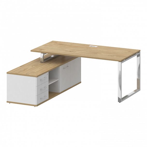 Стол с опорной греденцией "Shift" SK.SRG-180 тиквуд светлый/белый бриллиант - Вид 3