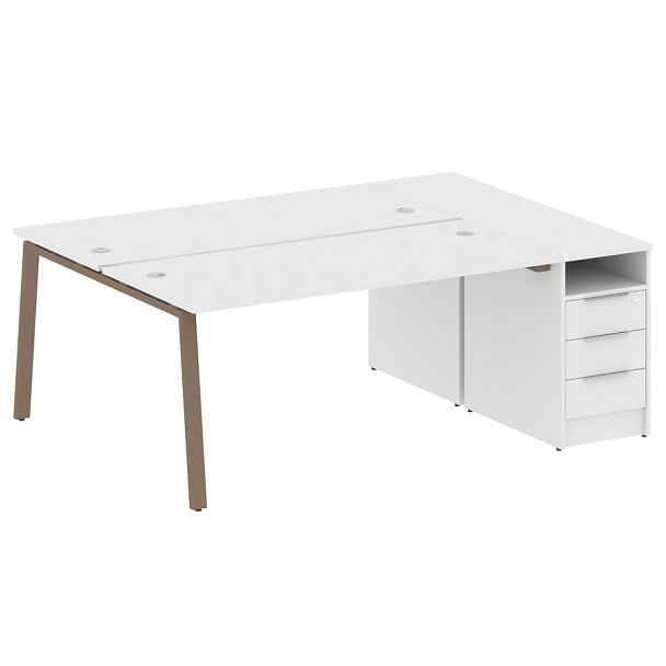 Metal System Р. ст. с тумбой на А-образном м/к БА.РС-СТП-2.4 Белый/Мокко металл 2012*1475*750 - Вид 1