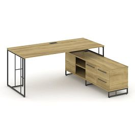 Rift Direct Стол руководителя на опорной тумбой RF.SRT-25 (R) Дуб Винченцо/Металл Антрацит 1780*1600*750 - Фото предпросмотра