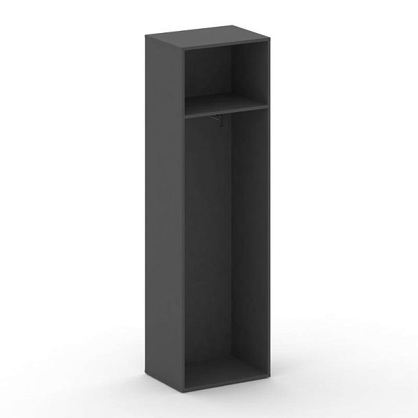 Fresco Гардероб узкий универсальный FR.GB-102 black Базальт UM/Лакобель Черный/Хром 600*460*2000 - Вид 2