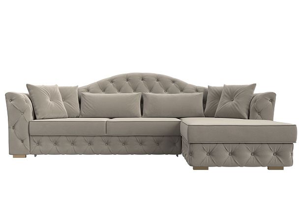 Диван угловой Артис правый угол Микровельвет бежевый - Вид 2