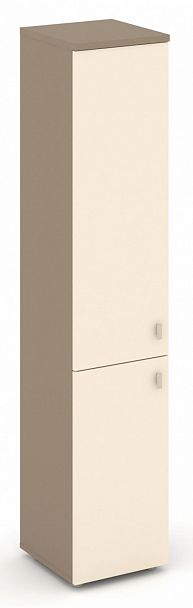 Шкаф высокий узкий (1 низкий фасад ЛДСП + 1 средний фасад ЛДСП) "ESTETICA" ES.SU-1.3  Сатин - Вид 1