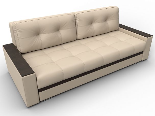 Диван прямой с декором Лига-096 НПБ Экокожа бежевый - Вид 6