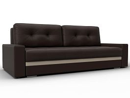 Диван прямой с декором Лига-096 НПБ Экокожа бежевый - Фото предпросмотра