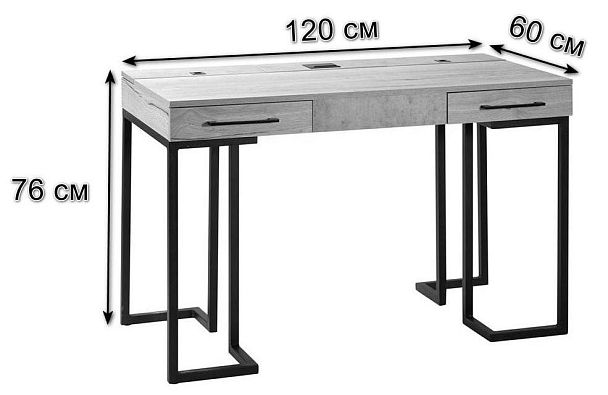 Стол рабочий Loft Дуб табак/Графит - Вид 2