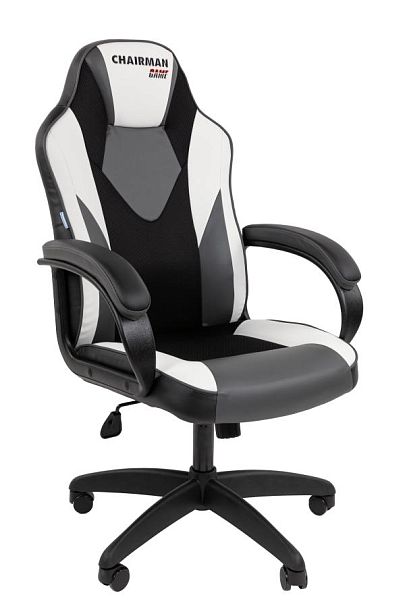 Кресло Chairman game 17 Россия экокожа черный/серый/белый - Вид 1
