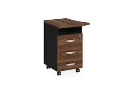 БЕРЛИН / BERLIN Тумба приставная левая 570х600х740 Орех Вармия/Черный - Фото предпросмотра