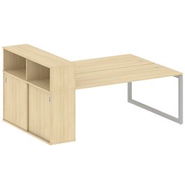 Metal System Quattro Р. ст. с шкафом-купе на О-образном м/к 50БО.РС-СШК-2.5 Т Акация/Серый металл 2210*1475*1098 - Фото предпросмотра