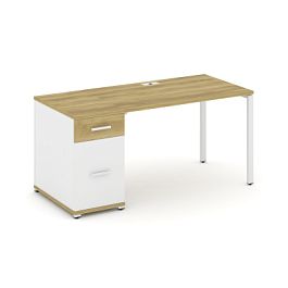 Concept Стол рабочий с 1 опорной тумбой CN.SP-406 W Дуб Винченцо/Белый Бриллиант/Металл Белый 1600*720*750 - Фото предпросмотра