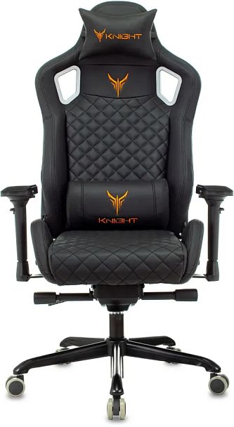 Кресло игровое Knight TITAN черный ромбик экокожа с подголов. крестов. металл - Вид 2