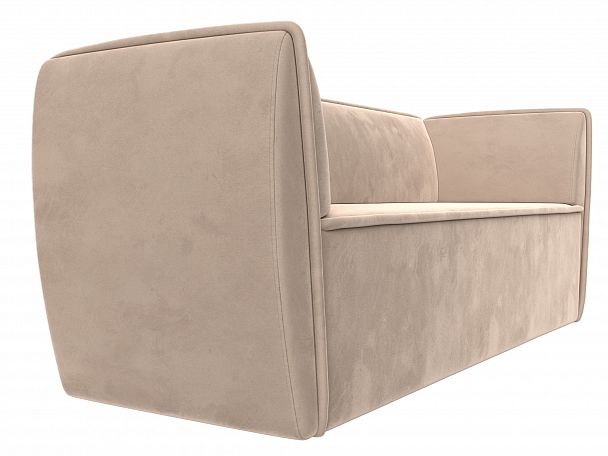 Прямой диван Бергамо 3-х местный (полностью велюр бежевый) - Вид 3