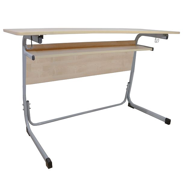 Стол-парта 2-местный нерегулируемый "Атлант", 1200х500х760 мм, рост 6, серый каркас, ЛДСП клён - Вид 2