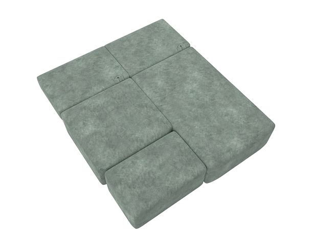 Диван угловой модульный с пуфом Лига-060 НПБ угол универсальный Велюр зеленый - Вид 9