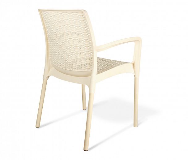 Плетеный стул SHT-S68 бежевый пластиковый бежевый/ваниль (цинк) - Вид 4