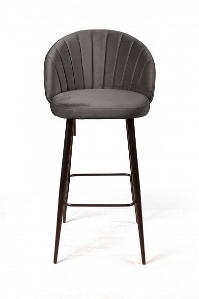 Стул барный Mont Blanc, бархат антрацит 14 / черный конус - Вид 2