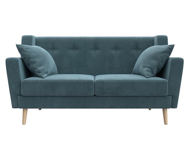 Прямой диван Брайтон 2 (полностью велюр бирюзовый) - Вид 2