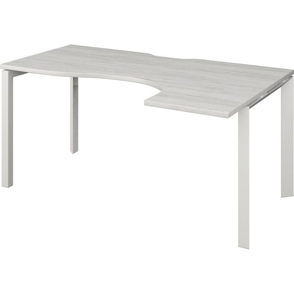 Стол эргономичный правый на металлокаркасе НТМП.П-040.ПР Сосна винтер/Белый 1400x1000x750 Аргентум-МП - Вид 1