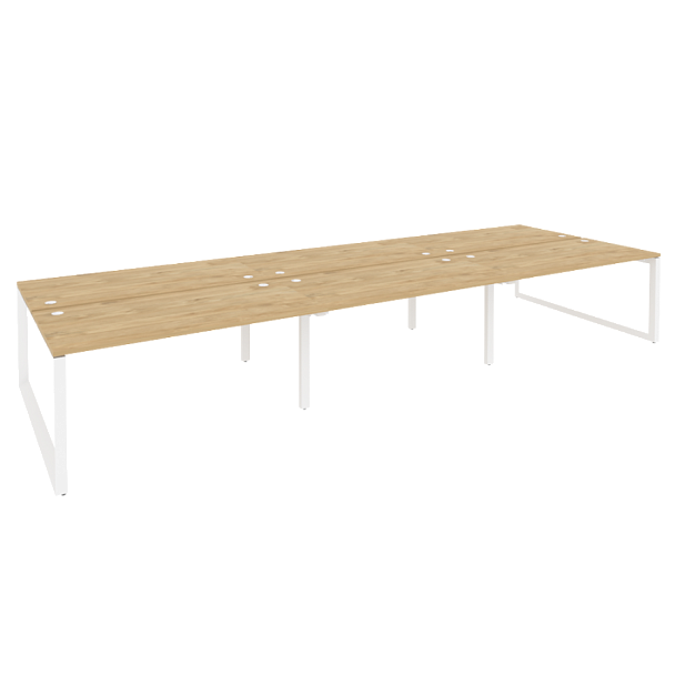 Onix Рабочая станция на О-образном м/к O.MO-D.RS-6.4.8 Тиквуд светлый/Белый металл 4740*1635*750 - Вид 1