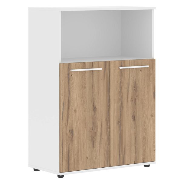 Шкаф средний широкий EMCS 85.3 Дуб Денвер светлый/Белый/Белый 852х430х1199 EDIS - Вид 1