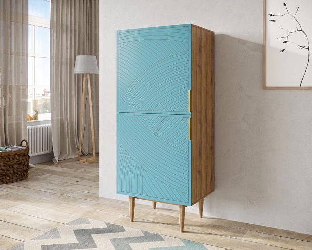 Вертикальный комод с двумя дверками Line LN05/GR1/blue - Вид 3