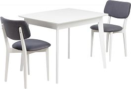 Обеденная группа стол раздвижной Норден 100 Белый и 2 стула Мэти Белый/Серый велюр - Фото предпросмотра