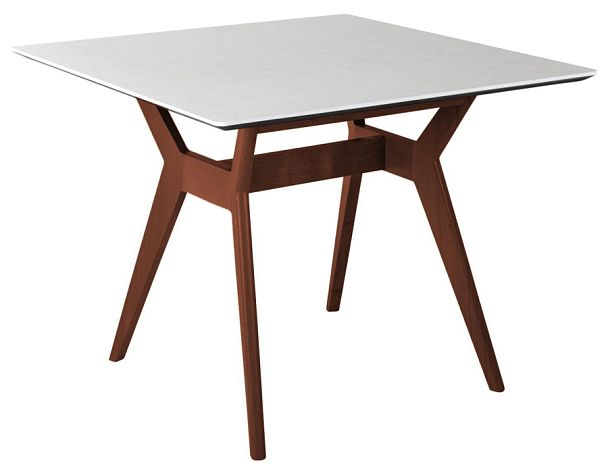 Стол Нарвик 960*960 мрамор Бьянко Темный орех - Вид 1