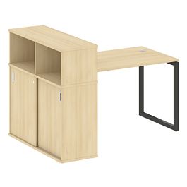 Metal System Quattro Стол письменный с шкафом-купе на О-образном м/к 40БО.РС-СШК-3.2 Т Акация/Антрацит металл 1610*1120*1098 - Фото предпросмотра