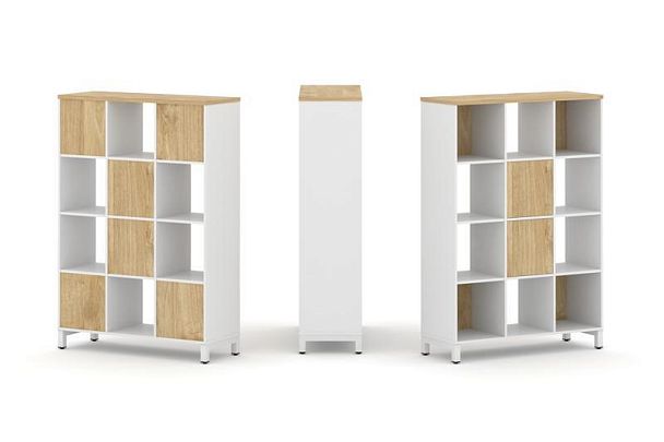 Стайл Проджект Набор стеллажа 1 сторон., 4 яр. SN.NS-431 Белый/Тиквуд Светлый/Металл Белый 1121*400* - Вид 1