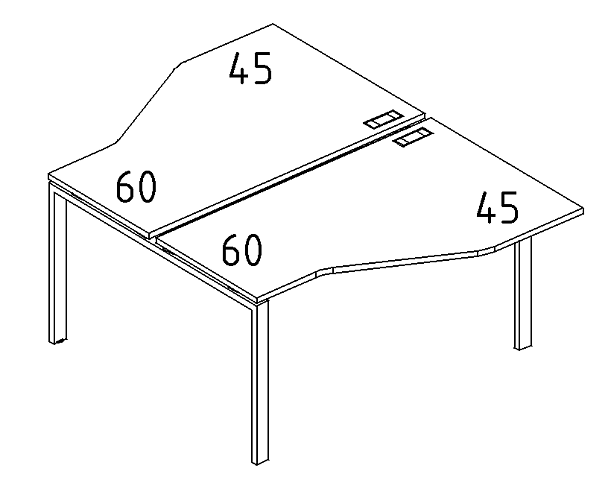 Рабочая станция опоры DUE столы Техно (2х160) A4 А4 Б2 188 БП дуб скандинавский / металлокаркас серый - Вид 3