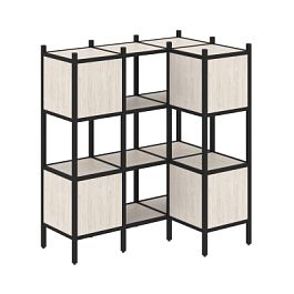 Loft Угловой внутренний стеллаж наборный VR.L-29 Денвер светлый/Чёрный металл 1278*862*1458 - Фото предпросмотра