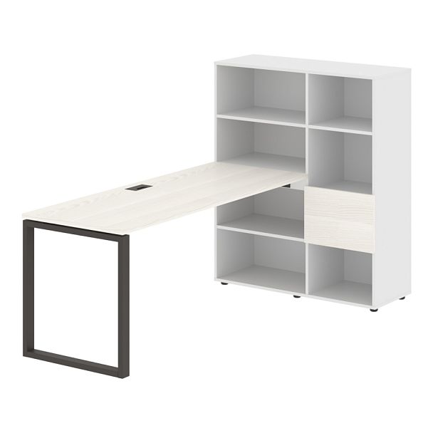 Стол-стеллаж EQRST 1117 Ясень Траун/Мокко/Белый 2190х1120х1355 EDIS - Вид 1