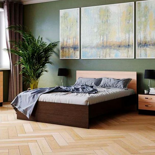 Спальня Ронда кровать(1,6м) венге/дуб молочный - Вид 3